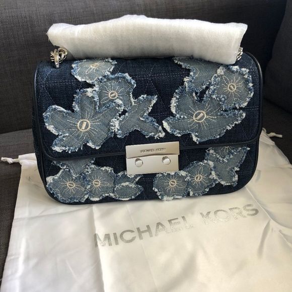 NWOT Michael Kors Sloan Denim Fabric shoulder bag Retail $298